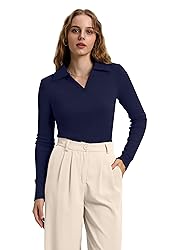 WIHOLL Fall Outfits for Women 2025 V Neck Polo Tops