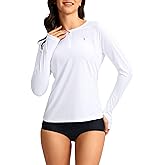 SANTINY Women's Rash Guard UPF50+ SPF Long Sleeve Swimsuits Top UV Sun Protection Swim Shirts for Woman with Zip