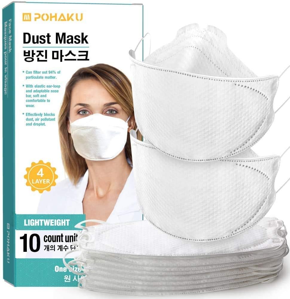 POHAKU Disposable Mask with Elastic Ear Loop and 4 Layer Protection (10 PCS）