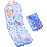 Zuihug 1Pack Travel Pill Organizer - 10 Compartments Pill Case, Compact and Portable Pill Box, Perfect for On-The-Go Storage,
