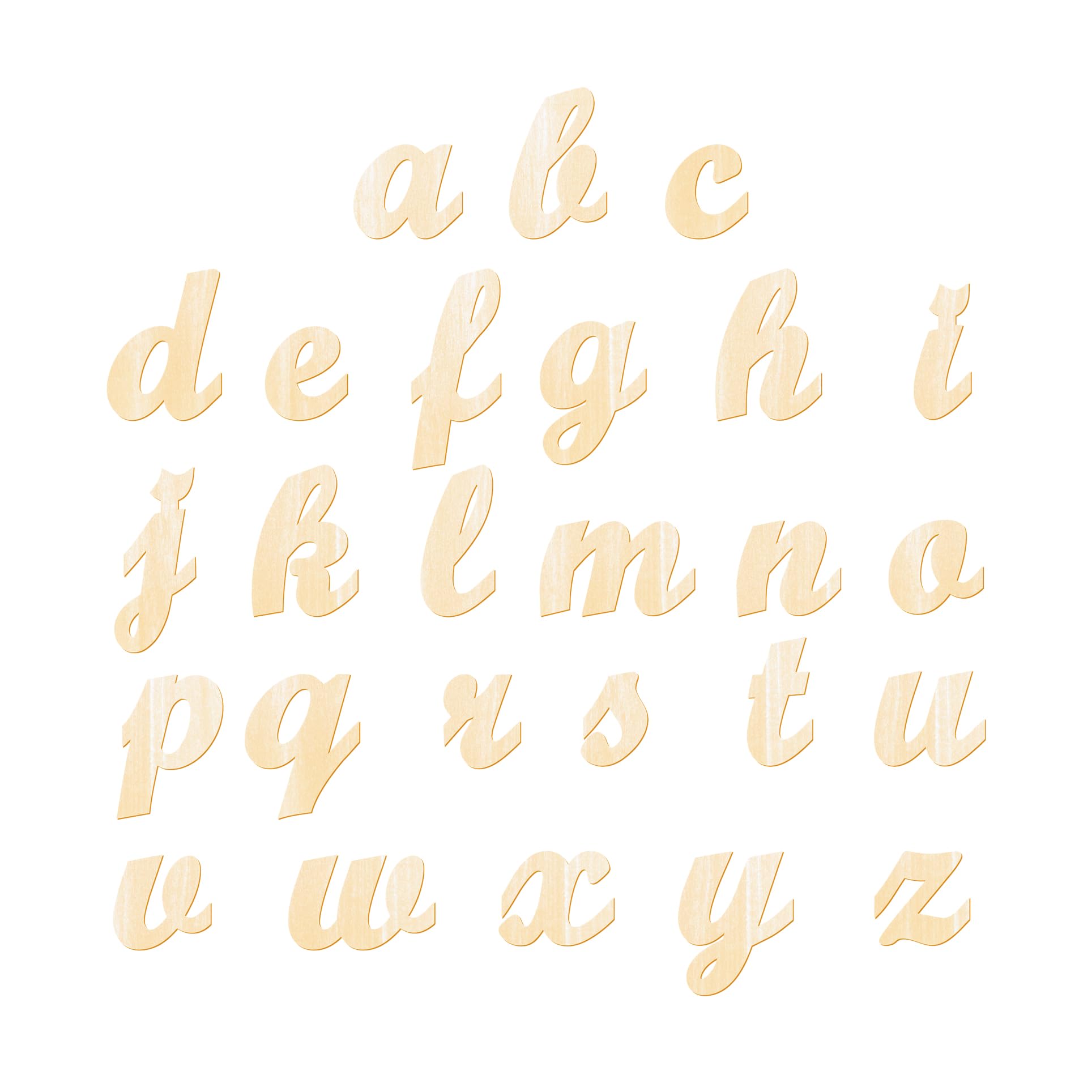Photo 1 of 2.7 to 4 Inch 188 Pieces Cursive Wooden Letters Lowercase Unfinished Thin Wooden Alphabets a-z for DIY Crafts