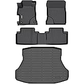 GINOWY-Floor Mats & Cargo Liner for Honda Civic 2012-2015 Civic & Civic Si Only Sedan (Not Coupe) TPE All Weather Civic Car Mats Non-Slip Trunk Mat Floor Liners Waterproof Accessories Black