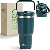 Cafezi 30 oz Tumbler with Lid and Straw, Stainless Steel Vacuum Insulated Tumblers with Flip Straw and Top Handle, Reusable Insulated Water Bottle for Home, Office, Leakproof, Fit in Cup Holder