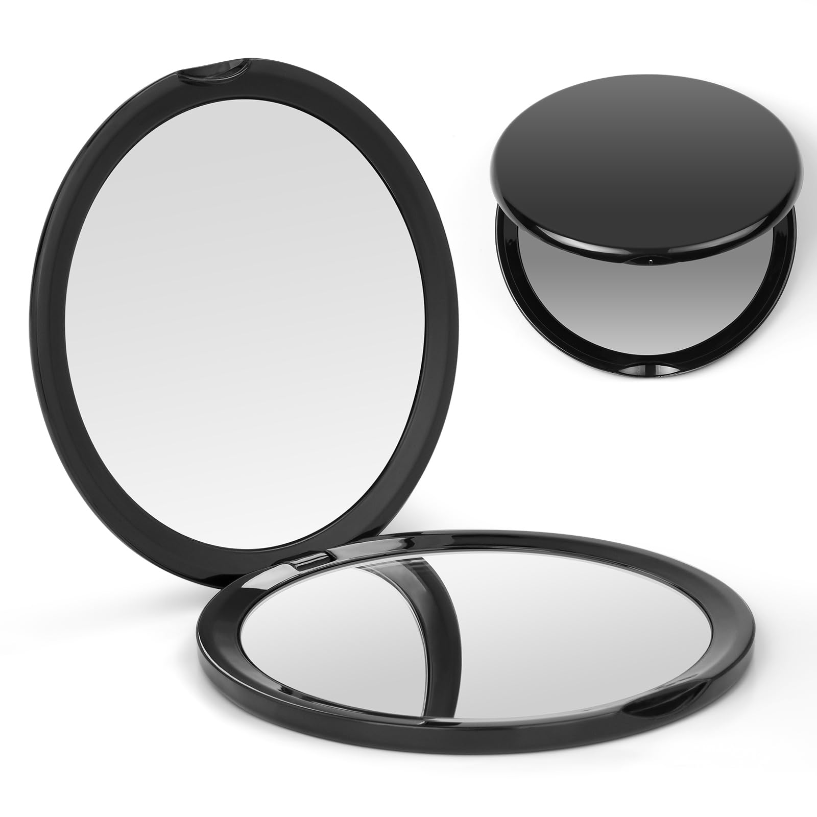OSDUE Makeup Mirror, 10X Magnifying Mirror Compact Double Sided Mirrors, Handheld and Pocket,100mm Portable Travel Folding Mirrors, Black