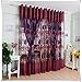 Binmer(TM)Window Curtains Leaf Hollow Window Screens Door Balcony Curtain Panel Sheer Cover (Red)