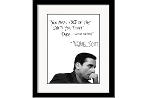 HOMAZING Michael Scott The Office Motivational Quote Frame Wall Art Decor 8x10 The Office Gift - You Miss 100% Of The Shots You Dont Take - The Office Merchandise - The office Wall Decor for Home and Office