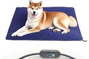 DEOMAN Large Pet Heating Pad for Cats & Dogs, 24x36 Inch, 6 Heat Levels,Auto Shut Off Timer, Waterproof, Removable Washable Cover, Chew-Proof Cord, Digital Display