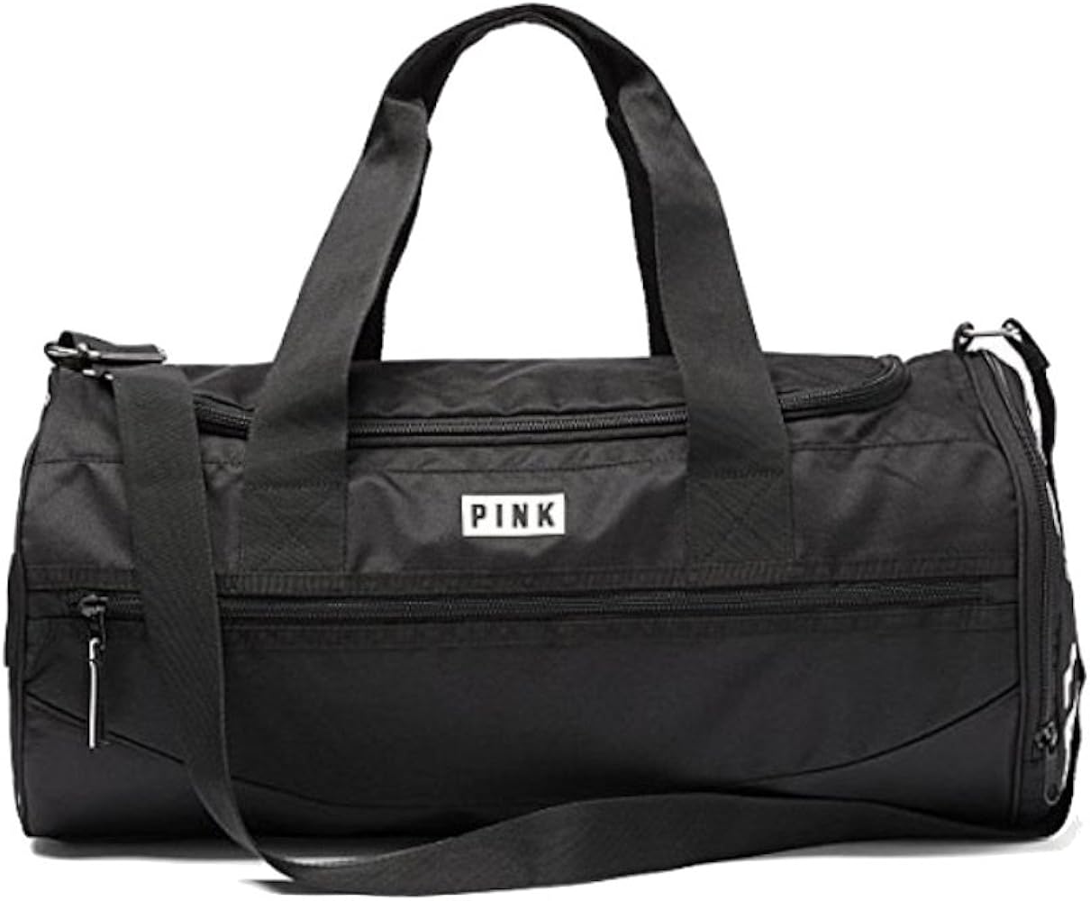 pink black duffle bag