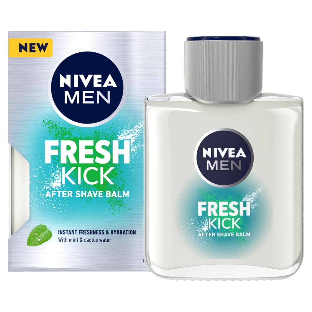 NIVEA MEN Fresh Kick After Shave Balm (100ml), Refreshing After Shave Lotion, Men's Skin Care, After Shave Balm with Mint and Cactus Water