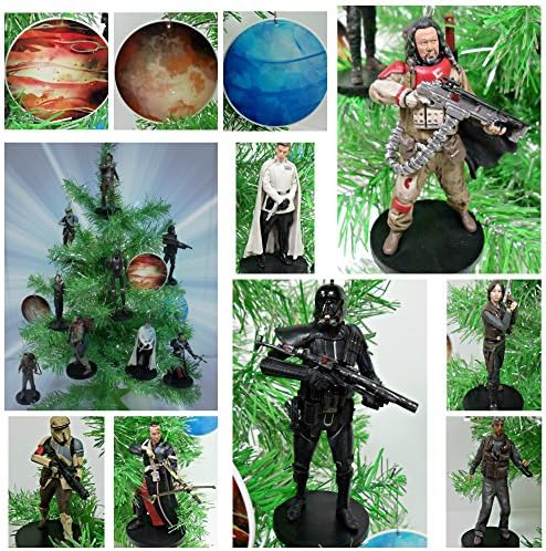 Christmas Tree Ornaments Star Wars Rogue One 12 Piece Set Featuring Rogue One Characters and Planet Ornaments