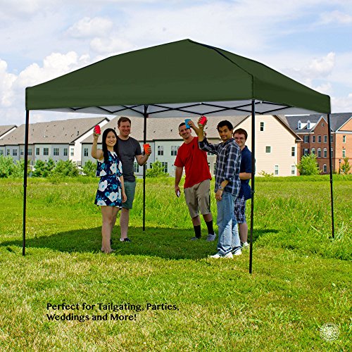 Punchau Pop Up Canopy Tent 10 x 10 Feet, Green - UV Coated, Waterproof Instant Outdoor Party Gazebo Tent