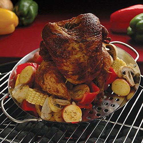Charcoal Companion CC3097 Stainless Convertible Wok / Vertical Poultry Rack - Thumbnail 4