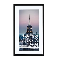 Frame Amo 16x28 Black Solid Wood Picture Frame with