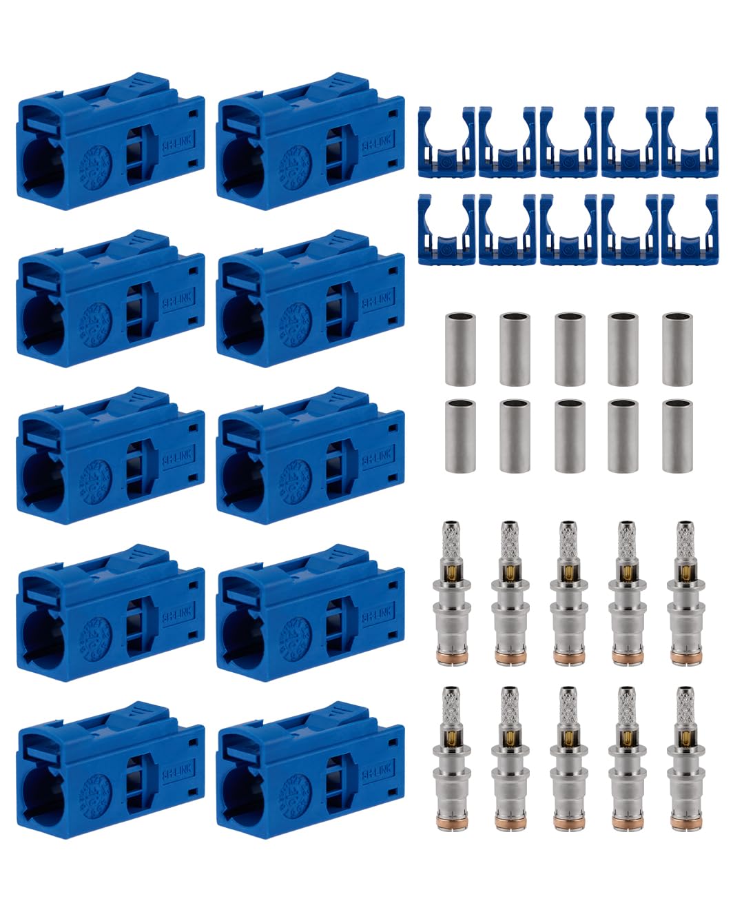 Vecys 10PCS Fakra C Female Crimp Connectors Fakra C Female Blue Connector Coding Crimp for RG316 RG174 VLMR100 Cable