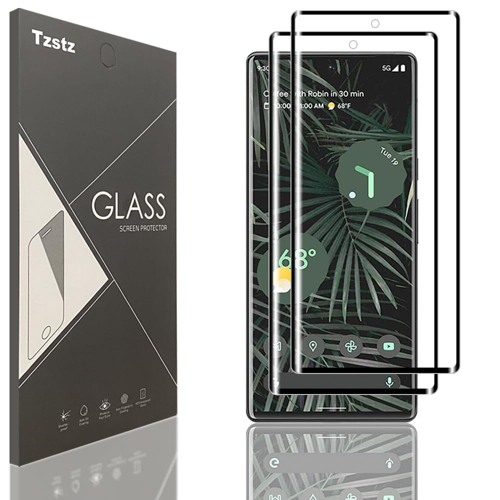 Tzstz 2 Pieces with Google Pixel 6 Pro Compatible Screen Protector, 9H Hardness, Anti-Scratch, Tempered Glass Protector