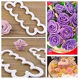 Sugar and Spice Kitchens Rose Fondant Cutters Edible Decorations PRO Cake Decorating Gum Paste Flowers Rose Kit Ever 3 Steps Cookie Cutters Supplies Set of 3