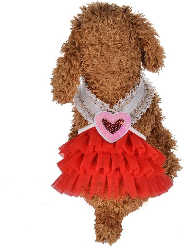 Wakeu Small Dog Girl Dress Pet Puppy Cat Lace Tutu Stripe Vest Skirt Clothes