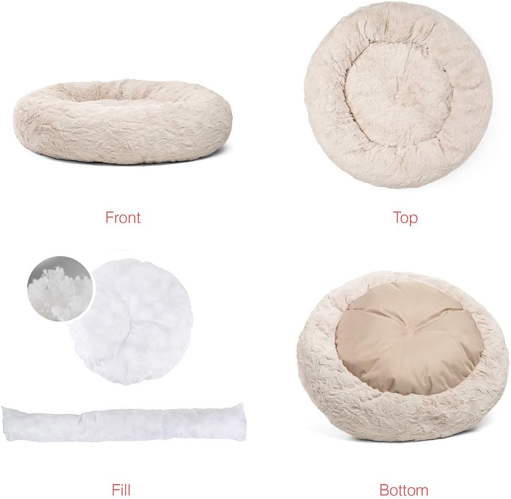 Best Friends by Sheri Luxury Faux Fur Donut Cuddler (30x30), Dark Chocolate - Small Round Donut Cat and Dog Cushion Bed, Orthopedic Relief : Pet Supplies