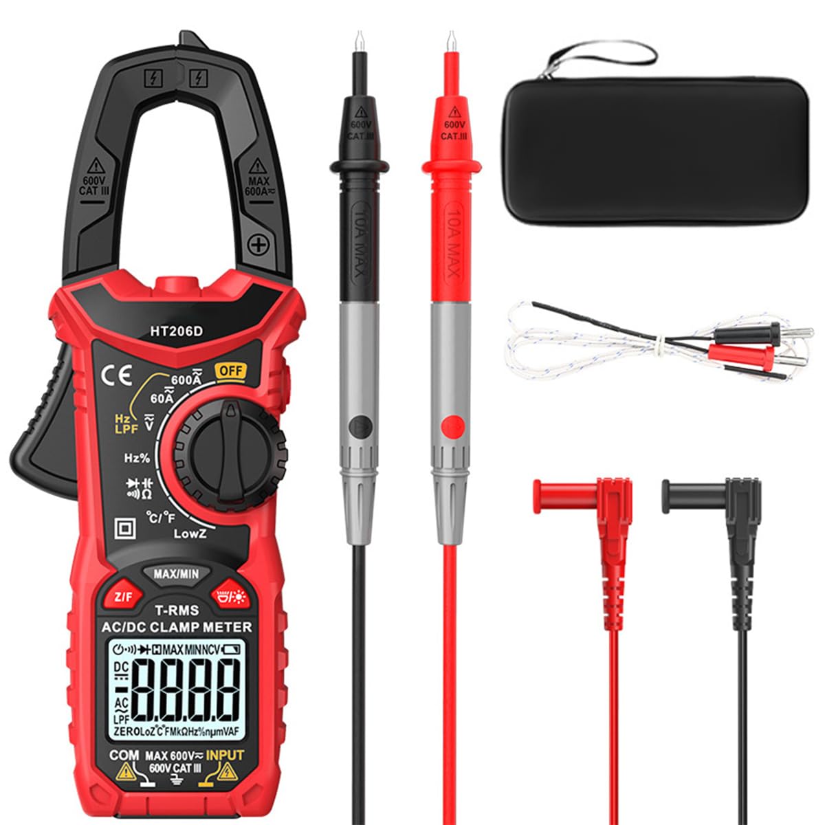 CENPEK Digital Clamp Meter Multimeter AC Current and AC/DC Voltage Tester with LCD Backlit and Resistance Test Auto-Ranging Capacitance Continuity Resistance Duty etc