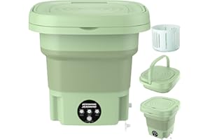 CREAMOON Portable Washing Machine, 8L High Capacity Mini Washer with 3 Modes Deep Cleaning Half Automatic Washt, Foldable Washing Machine with Soft Spin Dry for Socks, Baby Clothes, Towels, Delicate Items