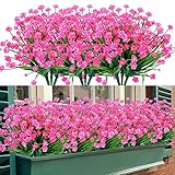 TEMCHY Artificial Outdoor Flowers, 8 Bundles Fake