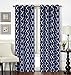 Utopia Bedding Printed Blackout Room Darkening Color Block Grommet Curtain Panel 52 Inches wide by 84 Inches Long - Decorative Curtains - by (Printed Navy)