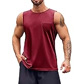 Runcati Mens Sleeveless Workout Tank Tops Athletic Muscle Gym T Shirts with Pockets