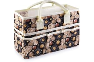 E-WEICHEN Craft Organizer Tote Bag Art Storage Caddy with Multiple Pockets Storage Containers for Art,Craft,and Office Supplies Storage Sun Rose