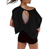 VIEWON Womens Workout Top Open Back Short Sleeve Backless T Shirts Gym Yoga Tee Y2k Crop Tops