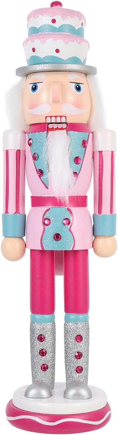 Nutcrackers - PASOLABE Pink Nutcrackers Christmas Nutcracker Decoration 14 Inch Pink Nutcracker Figures Pink Christmas Nutcracker Soldier Wooden Nutcracker Ornaments for Xmas Gifts