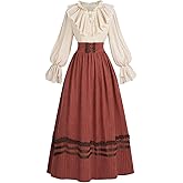 FCCAM 1800s Victorian Dress for Women 2-Piece Ruffle Edwardian Dress Costume Ball Gown Renaissance Dress