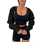 Zwurew Women's Bolero Shrug Long Sleeve Cropped Sweatshirt with Thumb Hole Workout Shrugs Open Front Y2K Tops 2026