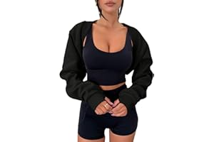 Zwurew Women's Bolero Shrug Long Sleeve Cropped Sweatshirt with Thumb Hole Workout Shrugs Open Front Y2K Tops 2025