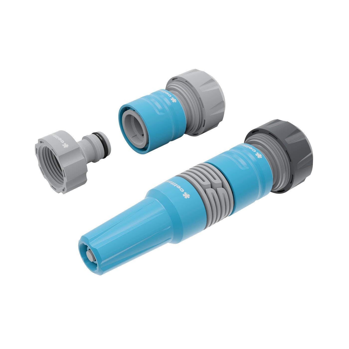 Cellfast Adjustable Hose Nozzle Set IDEAL™ 3/4", includes 2 Quick Connectors and Tap Connector, Non-gradual Water Stream Regulation, 50-710