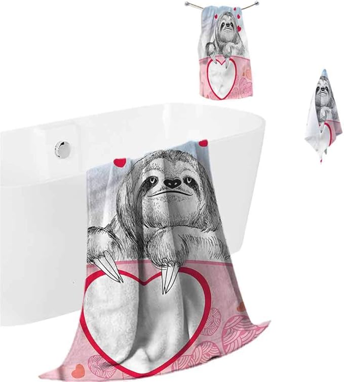 prunushome Bath Towels Sloth Pool Towels Romantic Sloth in