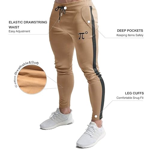 PIDOGYM Men's Slim Striped Jogger Pants,Tapered Sweatpants for