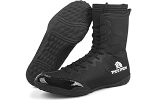 THESTRON Men's Professional Boxing Wrestling Shoes Breathable Fighting Training Boots Male Combat Shoes Man High Top Fitness Sports Sneakers