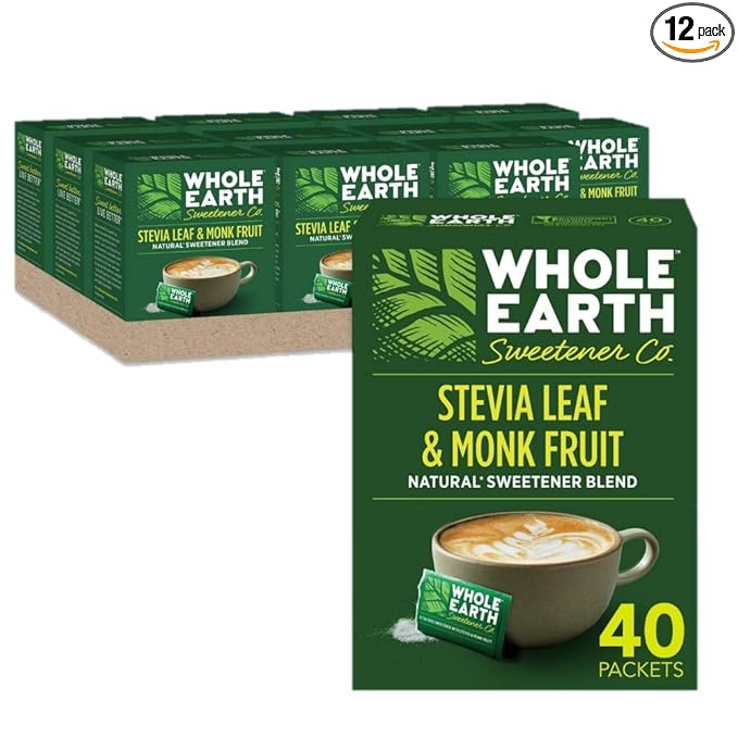 Whole Earth Sweetener Co. Stevia & Monk Fruit Sweetener, Erythritol Sweetener, Sweet Leaf Stevia Packets, Sugar Substitute, Natural Sweetener, 40 Count, Pack of 12: Amazon.com: Grocery & Gourmet Food Whole Earth Sweetener Co. Stevia & Monk Fruit Sweetener, Erythritol Sweetener, Sweet Leaf Stevia Packets, Sugar Substitute, Natural Sweetener, 40 Count, Pack of 12: Amazon.com: Grocery & Gourmet Food
