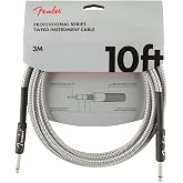 Fender Professional Series Tweed Instrument Cable, Guitar Cable, Guitar Accessories, Straight/Straight, White, 10ft
