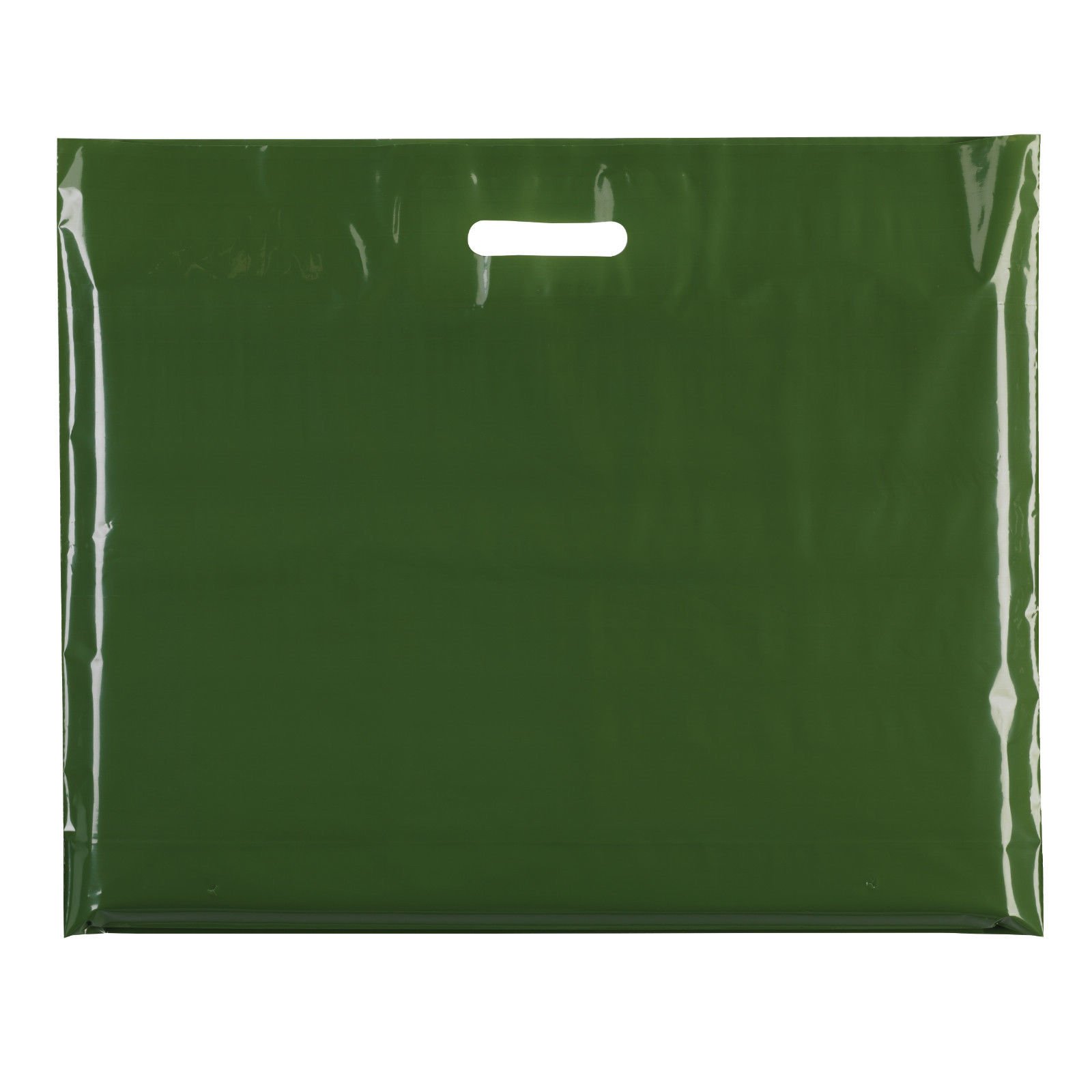 100x Plain HARRODS Green 22"X18"+4(55.88cm x 45.72cm) Plastic Carrier Bags - Modern Printed Strong Gift Shopping Bags