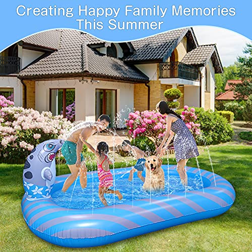 VOLADOR Inflatable Sprinkler Pool, Wading Swimming Pool, Outdoor Water Splash Toy for Kids Toddlers Kiddie Pets Family