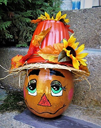 Hand Painted Gourd, Scarecrow, Scarecrow Gourd, Fall Decoration, Scarecrow Fall, Scarecrow Decoration, Gourd, Painted Gourds,Porch Display, Porch Decoration
