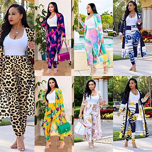 Women 2 Piece Outfits Clubwear Long Sleeve Open Front Cardigan Long Skinny Pants Set - Thumbnail 5