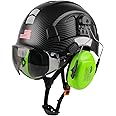 Safety Helmet Hard Hat with Visor and Ear Protection Adjustable Lightweight Vented ABS Work Helmet for Men and Women 6-Point Suspension ANSI Z89.1 Approved Ideal for Industrial & Construction
