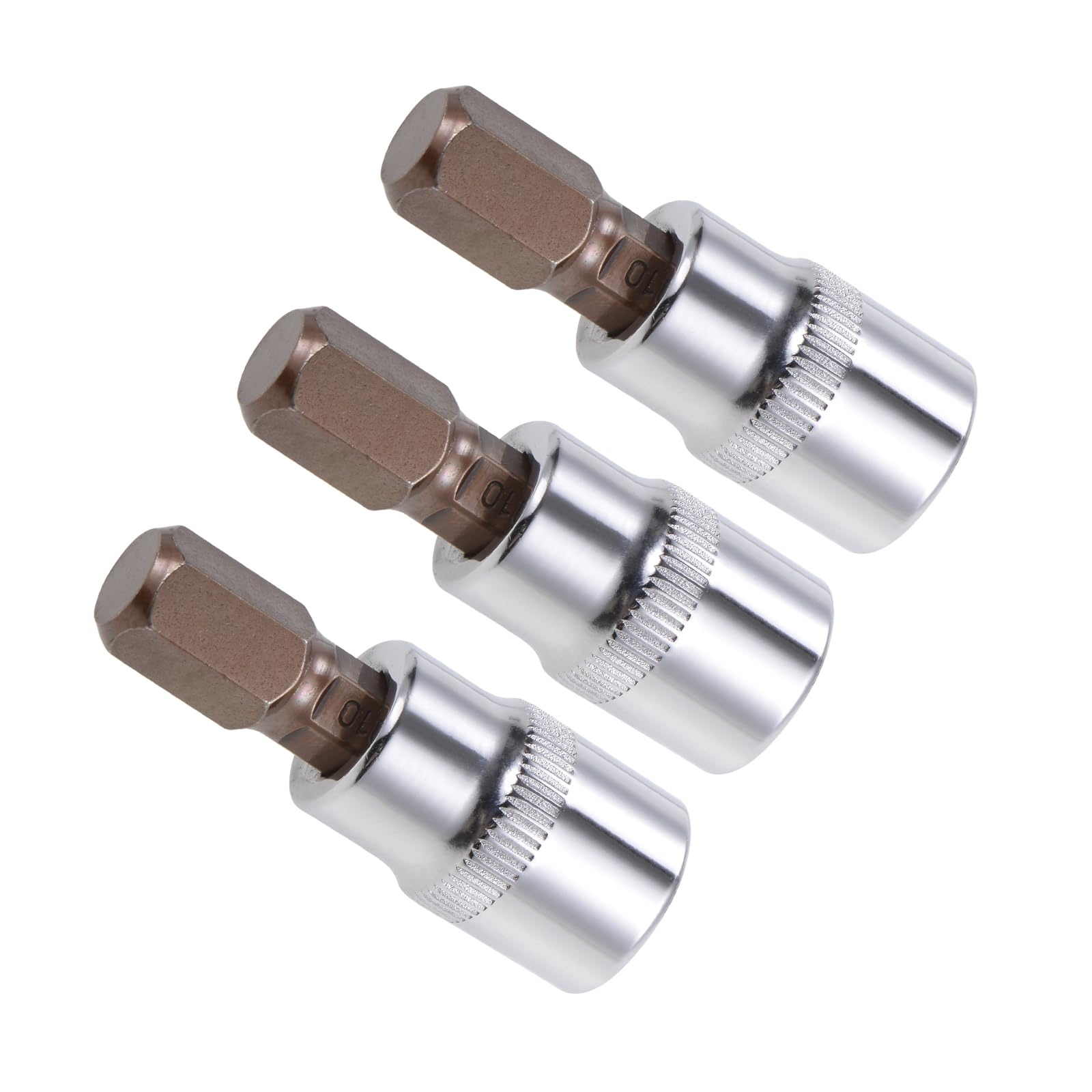 CoCud Hex Bit Socket, Metric H10 Bit 3/8" Drive 1.5" Long, S2 Alloy Steel Heat Treated CR-V Socket - (Applications: for Fastener Application), 3-Pieces — image 1