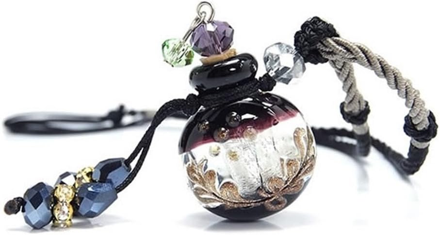 YUYUGO Handmade Glazed Glass Aromatherapy Necklace Essential Oil Diffuser Pendant with Origin Cork Cover