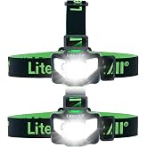 LitezAll Quattro 4 Mode LED Headlamp - Rechargeable Hands-Free Lighting for Camping &amp; Hiking, 2 Pack