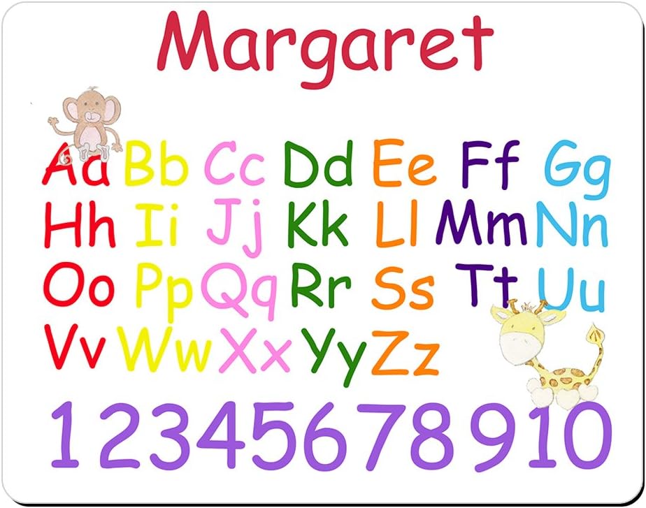 Margaret - Personalised Kids Alphabet and Numbers Educational Premium Mouse Mat (5mm Thick).