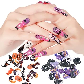 Amazon Com 6 Boxes Halloween Nail Art Glitters Halloween Nail Art Flakes Pumpkin Witch Spider Bat 3d Halloween Acrylic Manicure Sequins Holographic Face Body For Nail Art Tips Decor Beauty