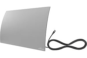 Mohu Gateway Indoor TV Antenna, Modern Curve Design, 40-Mile Range, UHF VHF, Multi-Directional, 4K UHD, NEXTGEN TV - w/Base Stand, 10ft. Cable (Grey)